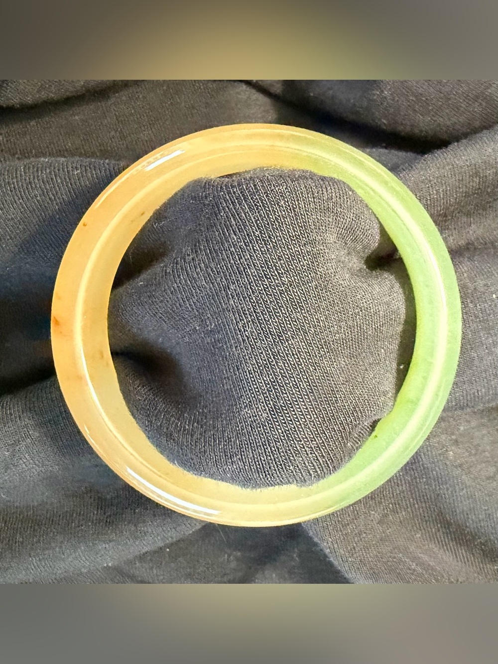 Grade A_Green & Yellow Golden Silk Jade Bangle Bracelet, sz 61.5 mm